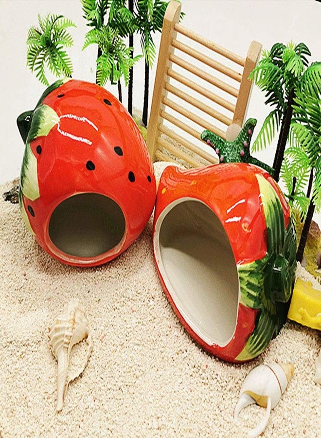 OMEM Reptile Hide and cave Habitat Decor Aquarium/Reptile breeding Box Decorative Accessories - Strawberry House Hermit Crab Landscaping Ornaments - Image 3